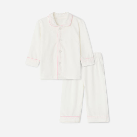 Pyjamas vit rosa kant barn BABYBASE